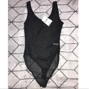 NWT Mesh Black Bodysuit Size S